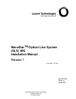 Lucent Technologies WaveStar OLS 40G Installation Manual preview