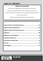 Preview for 2 page of Lumberjack HG2000P Safety And Operating Manual