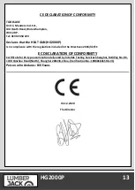 Preview for 15 page of Lumberjack HG2000P Safety And Operating Manual