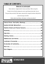 Preview for 2 page of Lumberjack SCMS254DB Safety And Operating Manual