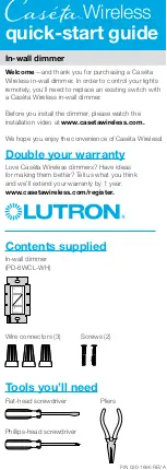 Preview for 1 page of Lutron Electronics Caseta Quick Start Manual