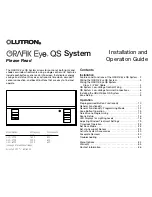 Preview for 1 page of Lutron Electronics GRAFIK Eye QSG-3PCE Installation And Operation Manual