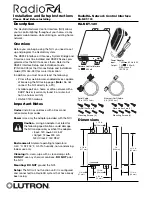 Preview for 1 page of Lutron Electronics RadioRA RA-NET-120 Installation And Setup Instructions