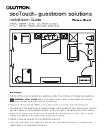 Preview for 1 page of Lutron Electronics seeTouch guestroom solutions Installation Manual