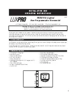 Lux Products PSDS11b Installation And Operating Instructions Manual preview