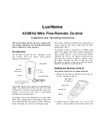 LuxHome LHR100SU Installation And Operating Instructions preview