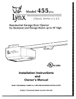 Lynx 455 plus classic series Installation Instructions And Owner'S Manual preview