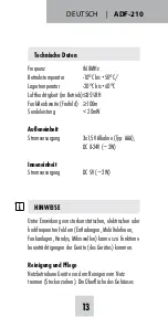 Preview for 13 page of M-E ADF-210 Operating Instructions Manual