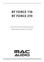 Предварительный просмотр 1 страницы MAC Audio BT FORCE 116 Owner'S Manual/Warranty Document