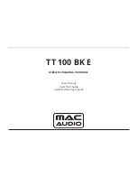 MAC Audio TT 100 BK E Quick Start Manual preview