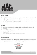 Предварительный просмотр 4 страницы MAC TOOLS ASL150M Operation And Maintenance Manual