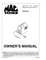 Preview for 1 page of MAC TOOLS MW165 Owner'S Manual