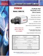 Mace CAM-37D Specification Sheet preview