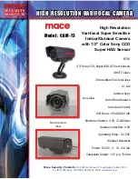 Предварительный просмотр 1 страницы Mace CAM-73 Specification Sheet