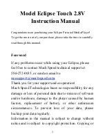 Preview for 2 page of Mach Speed Technologies Eclipse Touch 2.8V User Manual