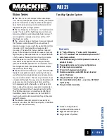 Mackie PA121 Specifications предпросмотр