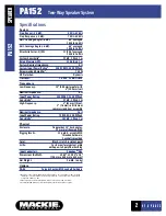 Preview for 2 page of Mackie PA152 Specifications