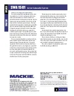 Preview for 4 page of Mackie SWA1501 Brochure & Specs