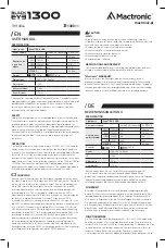 Preview for 1 page of Mactronic Black Eye 1300 User Manual