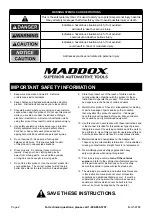 Предварительный просмотр 2 страницы Maddox MA11-1 Owner'S Manual & Safety Instructions