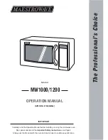 Preview for 1 page of maestrowave MW1000 Operation Manual