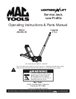 Preview for 1 page of MAG TOOLS LIGHTNING LIFT JSA200LCX Operating Instructions & Parts Manual