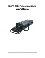 magic lite 1200W DMX Follow Spot Light User Manual preview