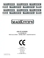 Preview for 1 page of Magikitch'n 600 CE SERIES Installation And Operation Manual