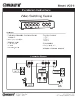 Preview for 1 page of Magnadyne Video Switching Center VCS-6 Installation Instructions