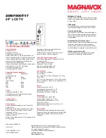 Предварительный просмотр 2 страницы Magnavox 20MF500T - 20 LCD TV Specifications