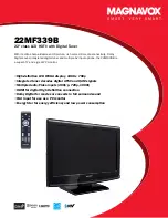 Preview for 1 page of Magnavox 22MF339B - 22" LCD TV Specifications