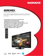 Предварительный просмотр 1 страницы Magnavox 32ME403V Specifications