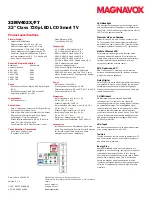 Preview for 2 page of Magnavox 32MV402X Specifications