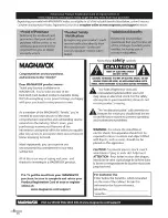 Preview for 2 page of Magnavox 42MD459B - 42" LCD TV User Manual