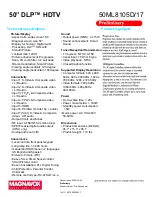 Предварительный просмотр 2 страницы Magnavox 50ML8105D - Quickuse Specifications
