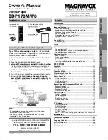 Magnavox BDP170MW8 - DVD Player With Hdmi Owner'S Manual preview