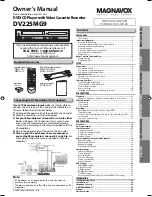 Preview for 1 page of Magnavox DV225MG9 - DVD Player And 4 Head Hi-Fi Stereo... Owner'S Manual