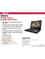 Предварительный просмотр 1 страницы Magnavox MPD820 - DVD Player - 8 Specifications