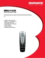 Preview for 1 page of Magnavox MRU1400 - Universal Remote Control Specifications