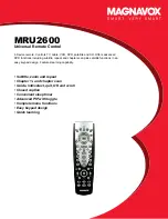 Preview for 1 page of Magnavox MRU2600 - Universal Remote Control Specifications