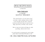 Preview for 2 page of MAINSPRING RACEDAY Instruction Manual