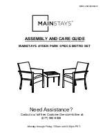 Предварительный просмотр 1 страницы Mainstays AYDEN PARK MSS129900298005 Assembly And Care Manual