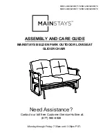 Preview for 1 page of Mainstays Belden Park Outdoor Loveseat Glider Chair MSS129900298075 Assembly And Care Manual