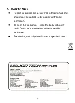 Preview for 18 page of Major tech MT698 Instruction Manual