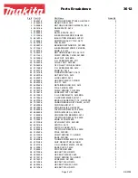 Preview for 2 page of Makita 3612 Parts Breakdown