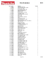 Предварительный просмотр 2 страницы Makita 9911 Parts Breakdown