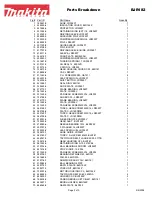 Предварительный просмотр 2 страницы Makita BJR182 Parts Breakdown