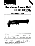Preview for 1 page of Makita CORDLESS ANGLE DRILL DA390D Instruction Manual