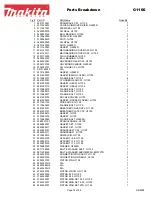 Preview for 14 page of Makita G1100 Parts Breakdown