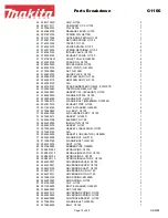 Preview for 15 page of Makita G1100 Parts Breakdown